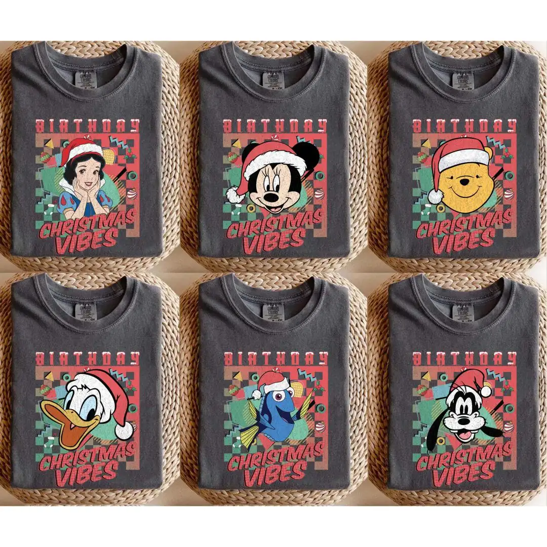 Retro Disney Mickey And Friends Christmas Birthday Shirt