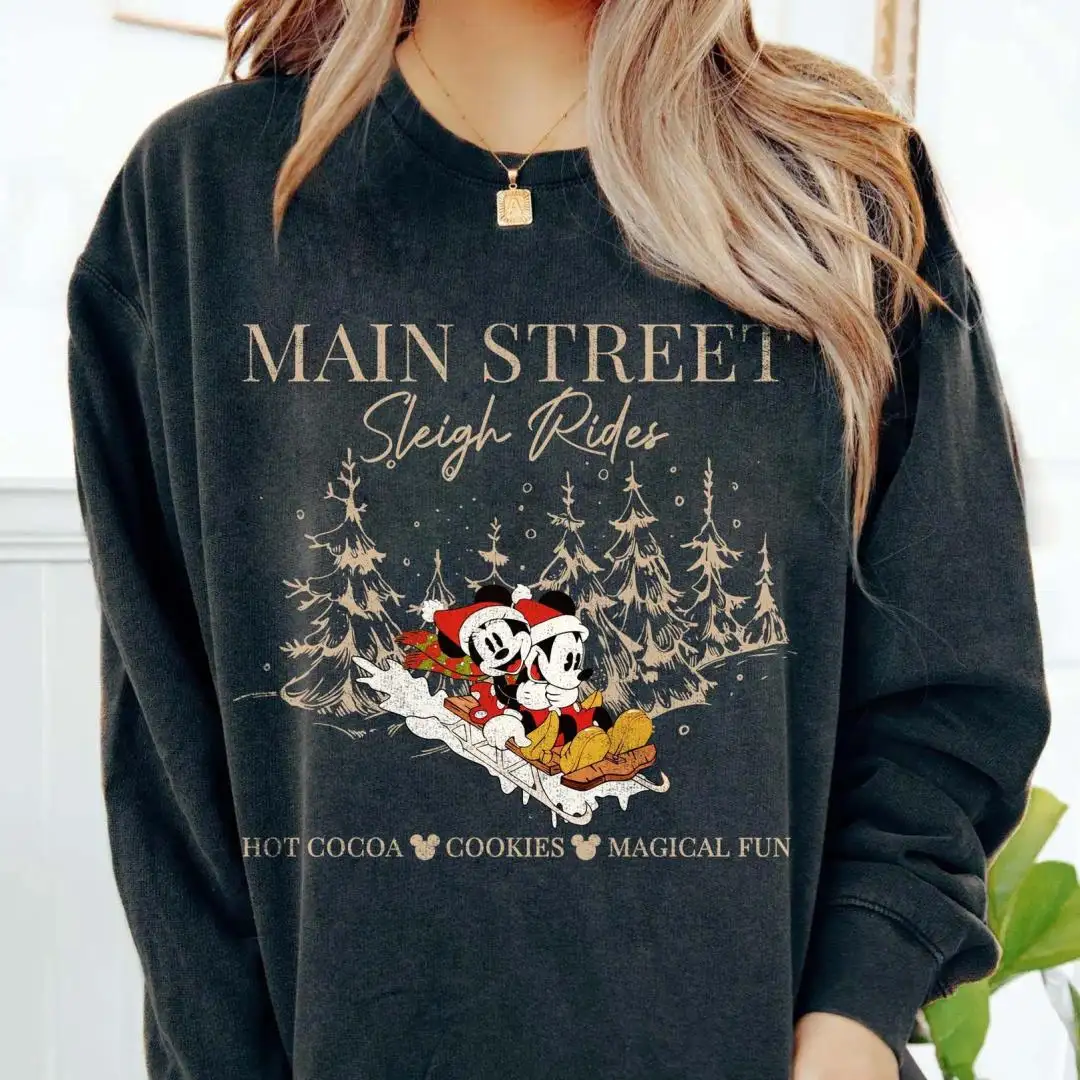 Disney Christmas Shirt | Retro Mickey Minnie Sleigh Ride