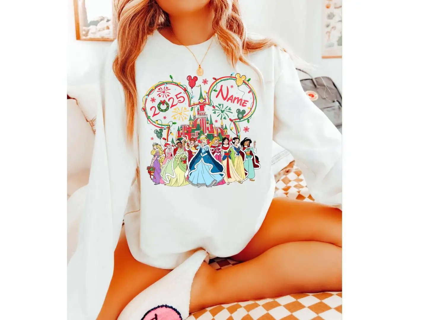 Personalized Disney Princess Christmas Shirt for Girls