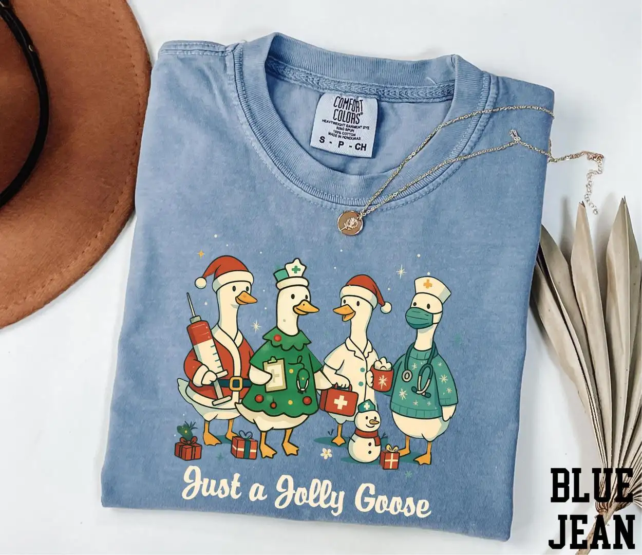 Nurse Christmas Shirt with Jolly Goose Design