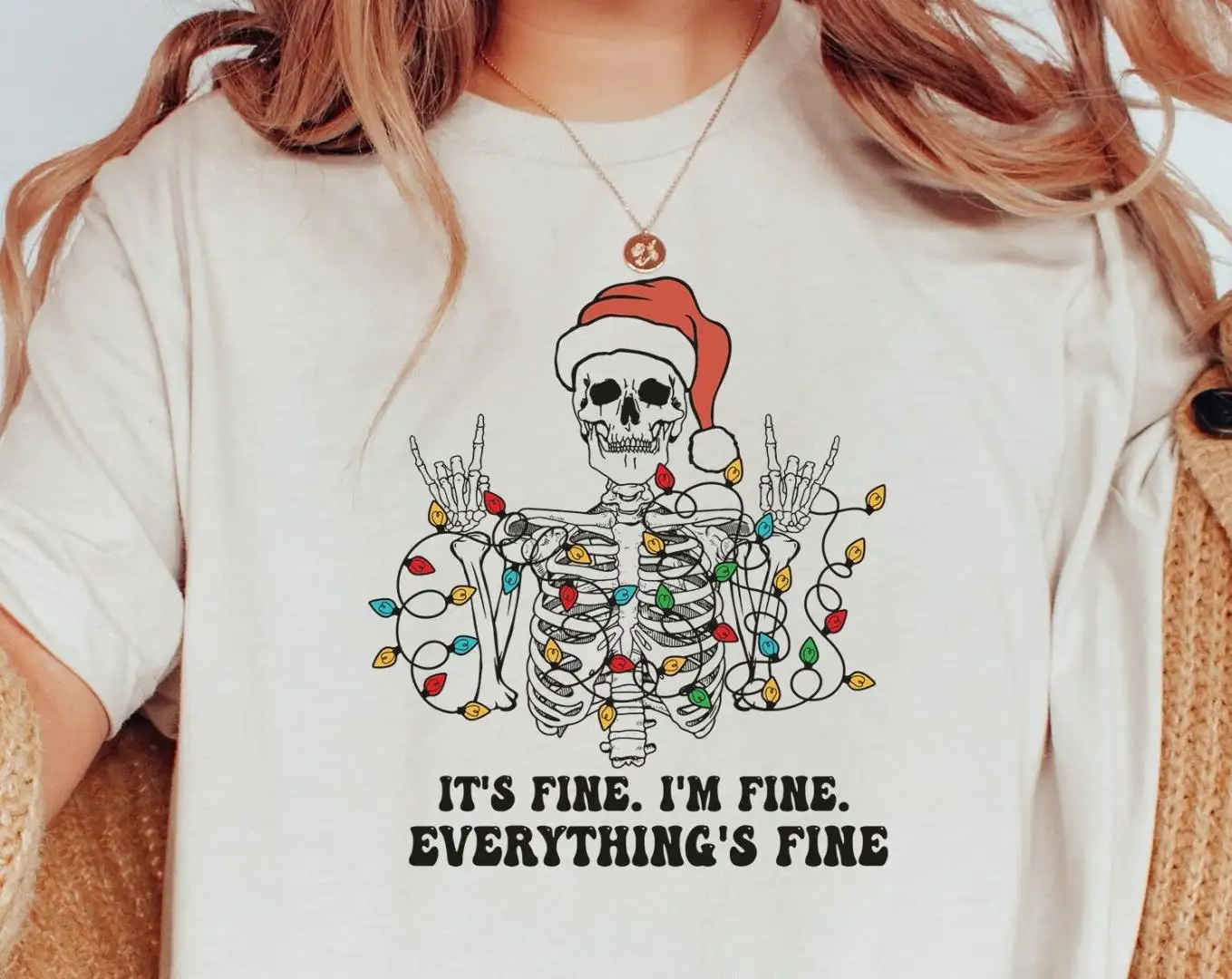 Funny Christmas Skeleton Shirt with Lights Holiday Gift