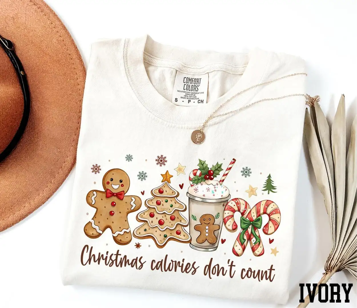 Funny Christmas Shirt for Foodies: Calories Don't Count