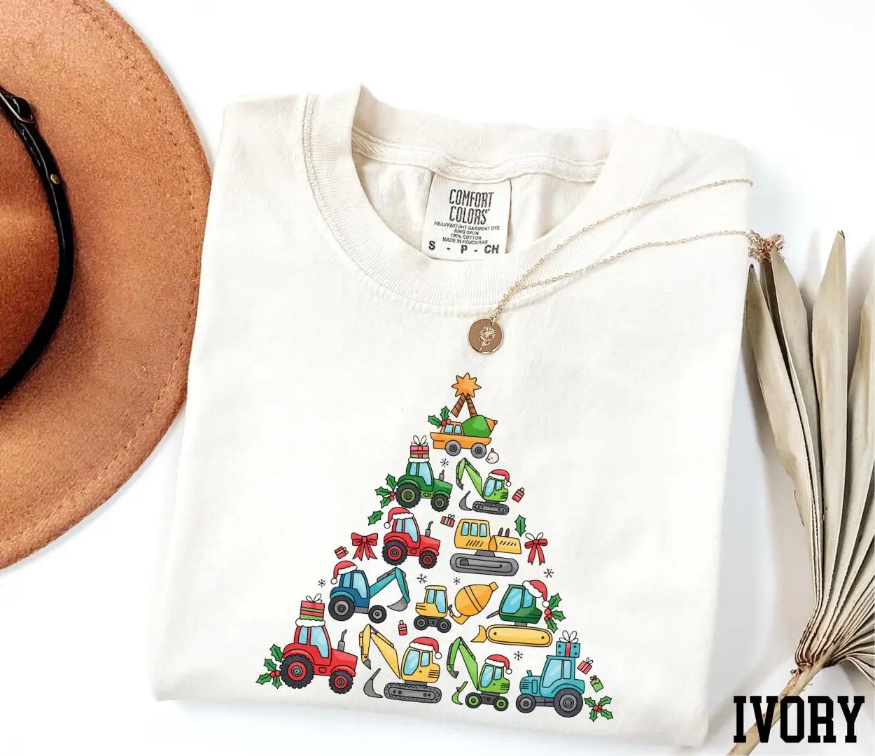Boys Christmas Construction Trucks Holiday Shirt