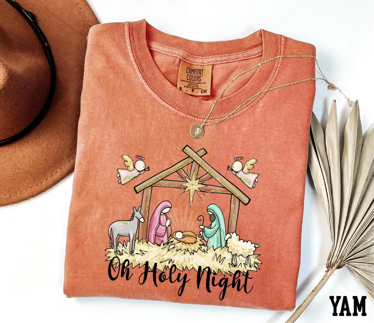 Christian Christmas Shirt with Oh Holy Night Bible Verse