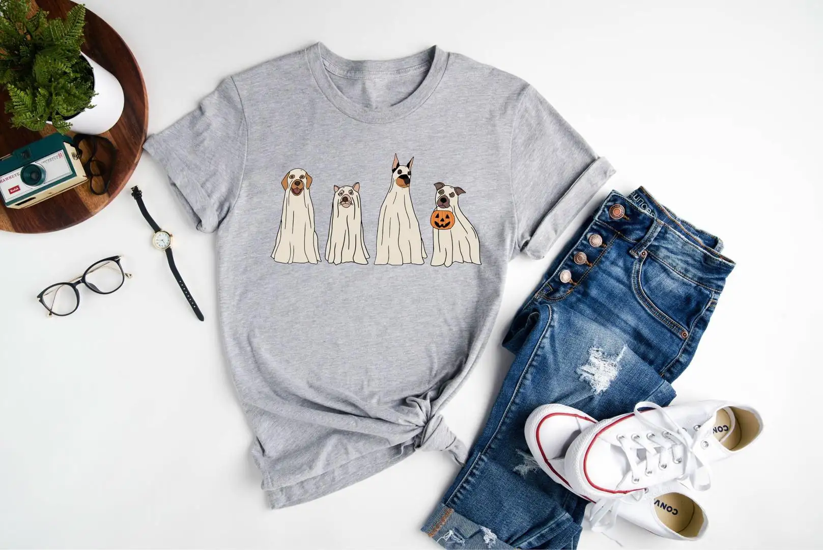 Cute Ghost Dog Shirt, Halloween Dog Shirt, Dog Mom Shirt, Trick Or Treat, Halloween Gifts, Spooky Season Shirt
