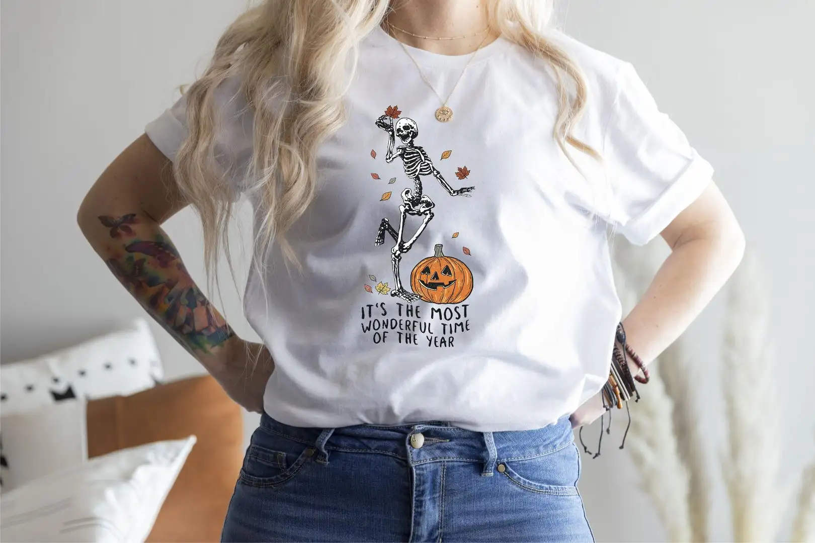 It's The Most Wonderful Time Of The Year, Halloween Pumpkin, Fall Shirt, Halloween Gifts, Dancing Skeleton Shirt, Halloween Skeleton Shirt