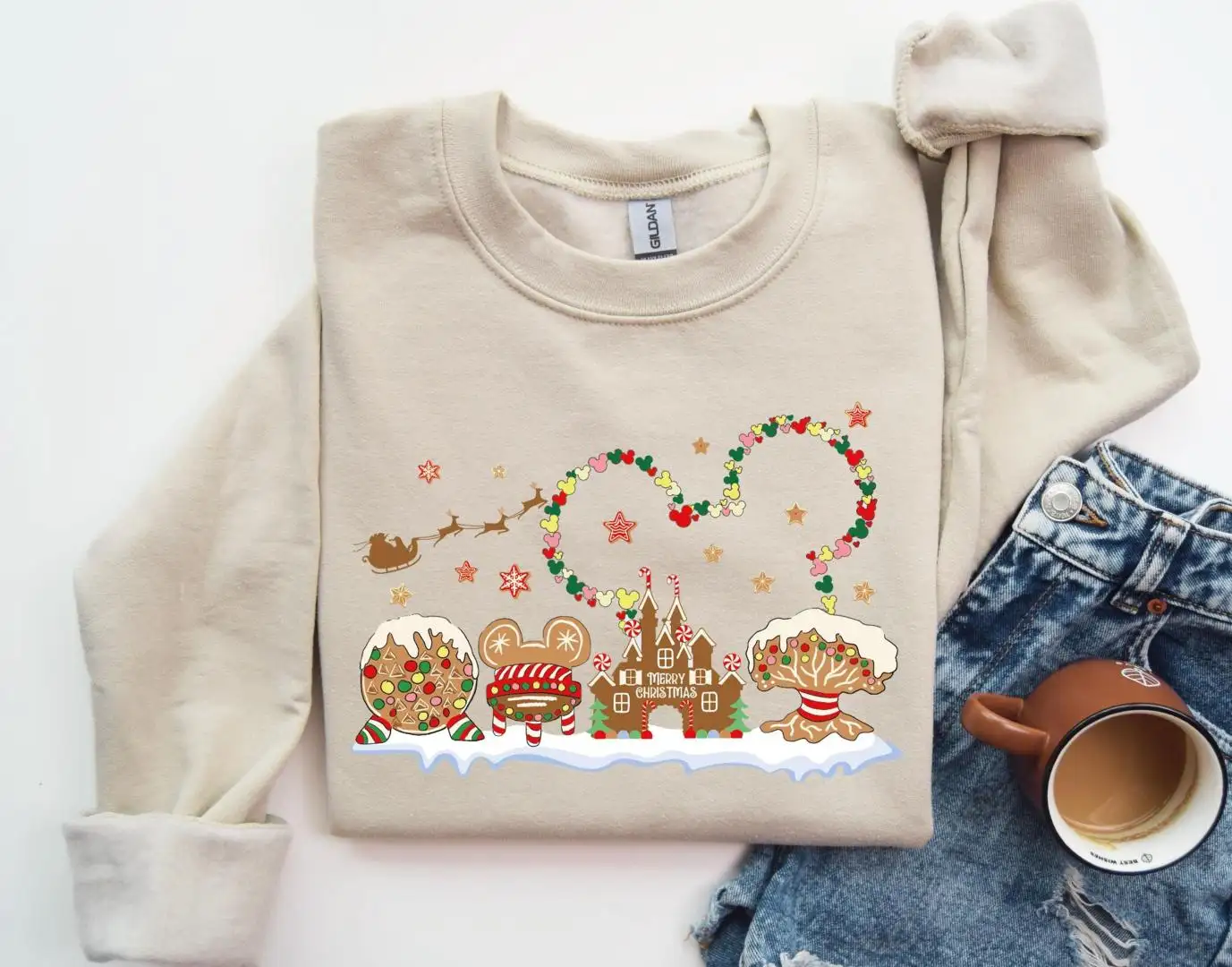 Disney Gingerbread Castle Sweatshirt, Mickey Gingerbread Castle. Family Sweater, Disneyland Christmas Sweatshirt, Merry Christmas Sweatshirt