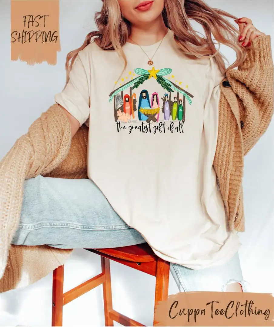 Greatest Gift Of All Shirt, Christmas Faith Shirt, Religious Shirt, Religious Sweater, Nativity Shirt, Christmas Jesus Shirt