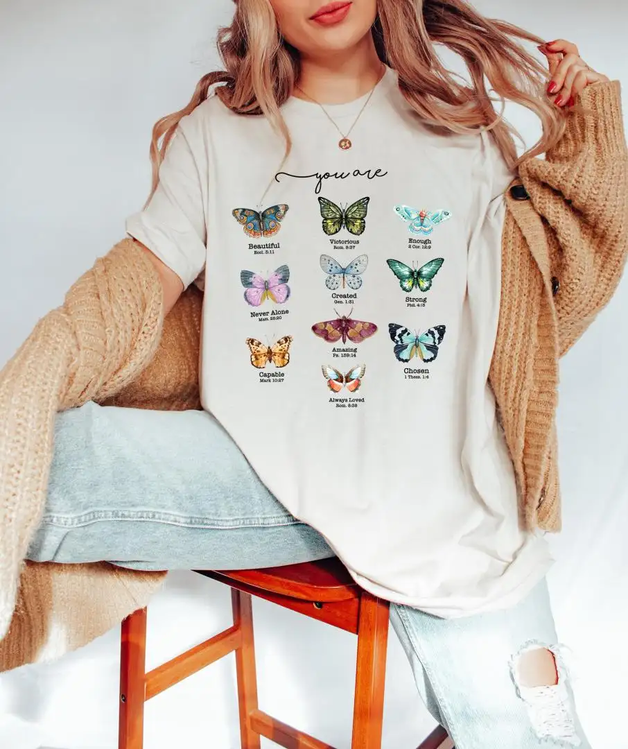 Butterfly Bible Verse Shirt / Christian Shirt / Religious Shirt / Inspirational Shirts / Christmas Gifts / Jesus Lover Gift