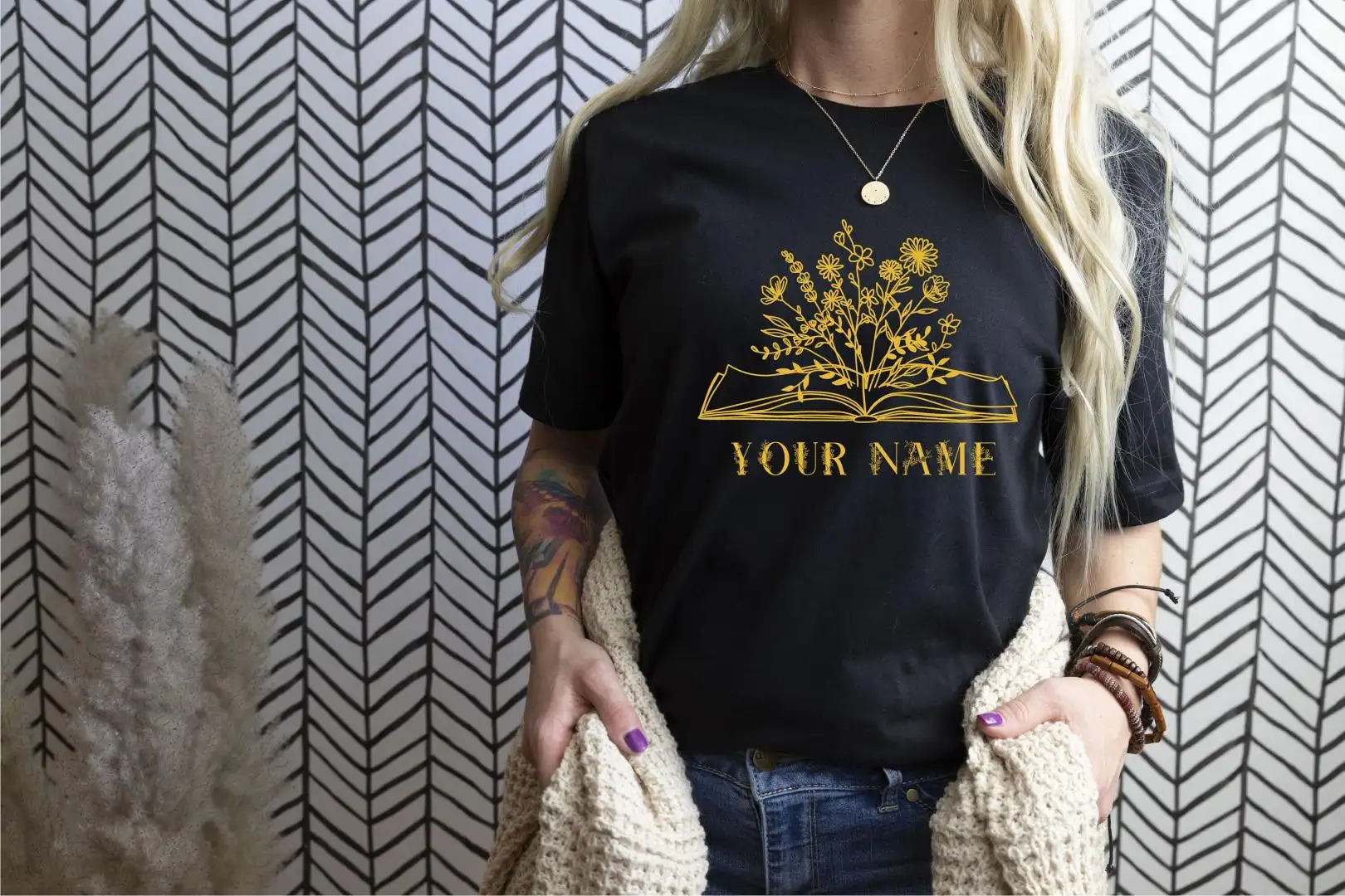 Floral Custom Shirt, Personalized T-shirt, Book Lover Gift, Floral Book Shirt, Librarian Shirt, Custom Women Shirt