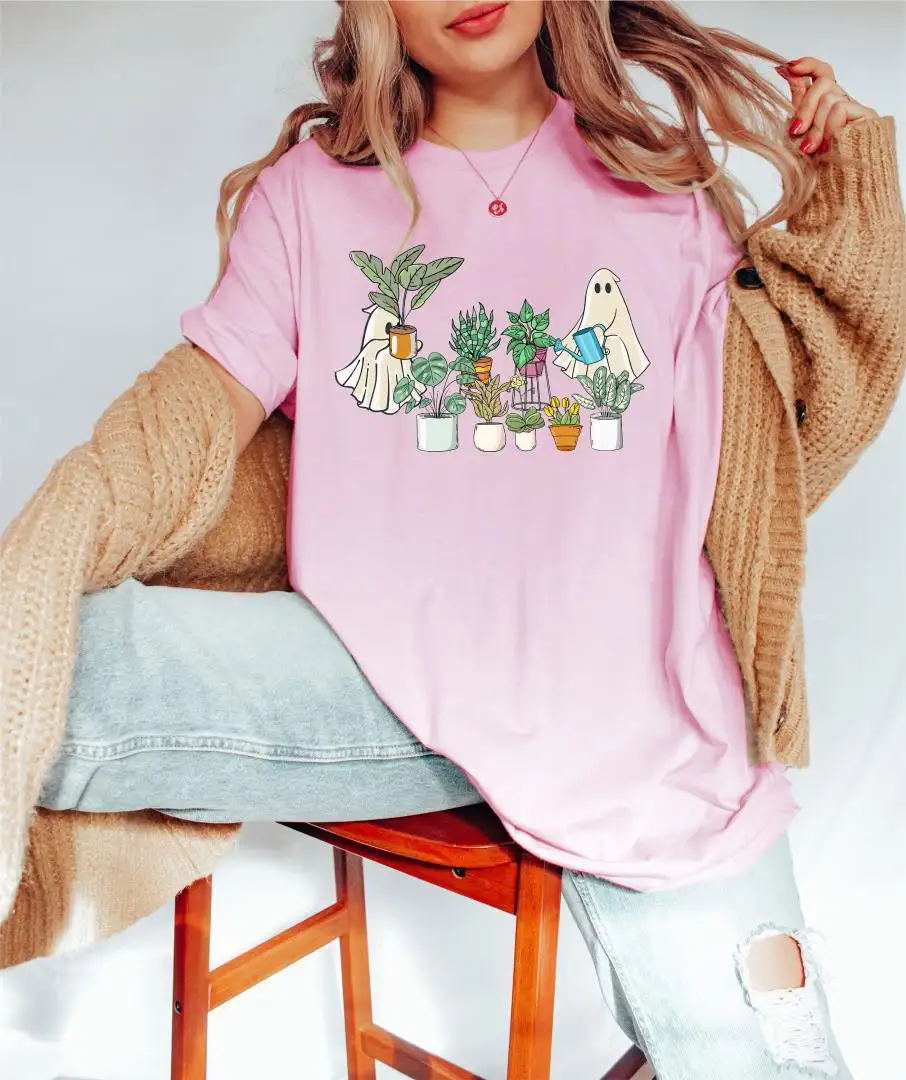 Gardening Ghost Shirt, Plant Lover Ghost, Ghost Plant Lady Shirt, Halloween Gift For Mom, Halloween Ghost Sweatshirt, Plant Lover Gift
