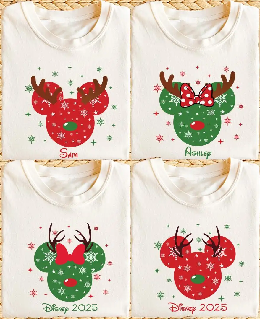 Reindeer Mickey Christmas Shirt, Disneyland Trip Sweater, Christmas Minnie Family Sweatshirt, WDW Couple XMAS Tee, Disney Custom Holiday Tee