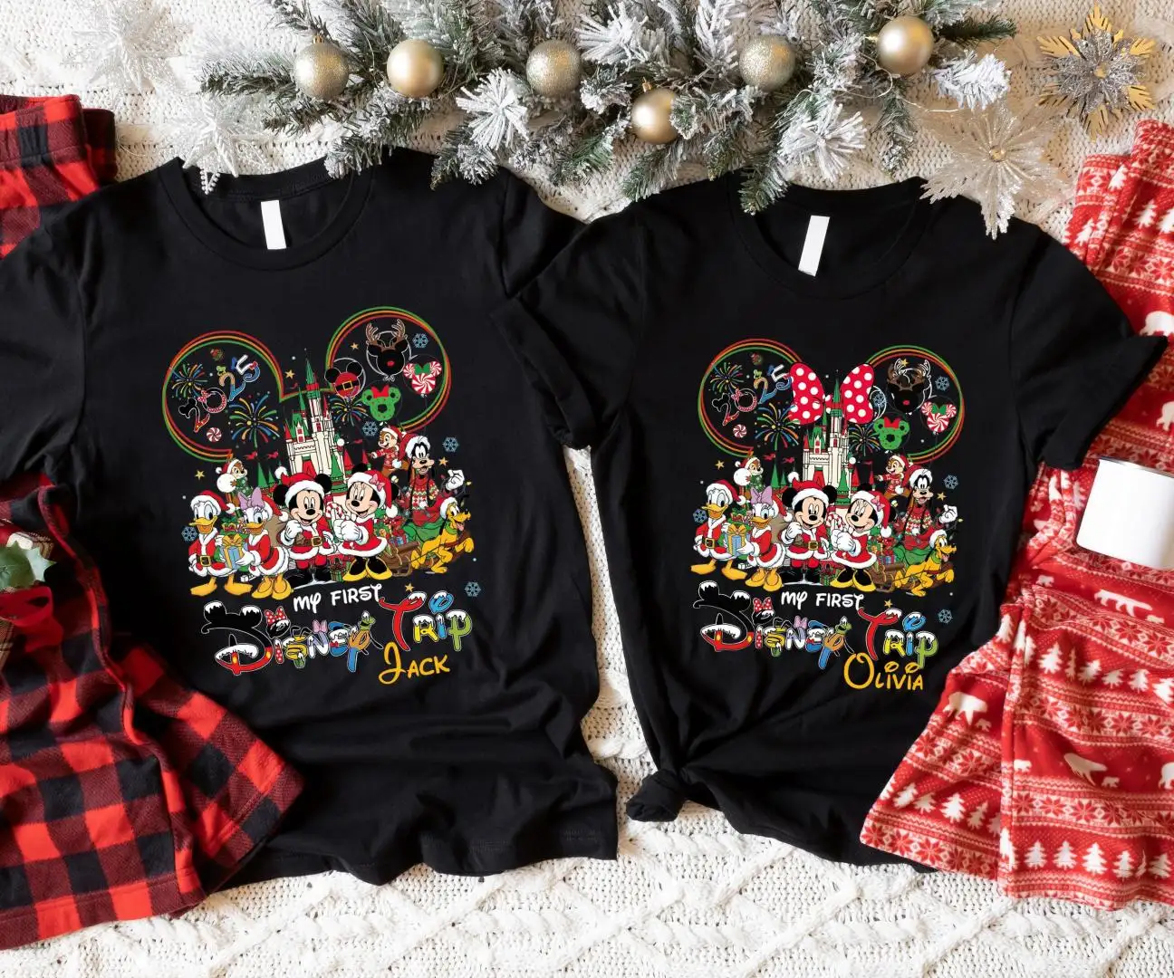 Mickey Minnie My First Trip Shirt, Disneyland Holiday T-Shirt, Disney Xmas Vacation Tee, Mickey Friends Xmas Tee, Disney Castle Tee