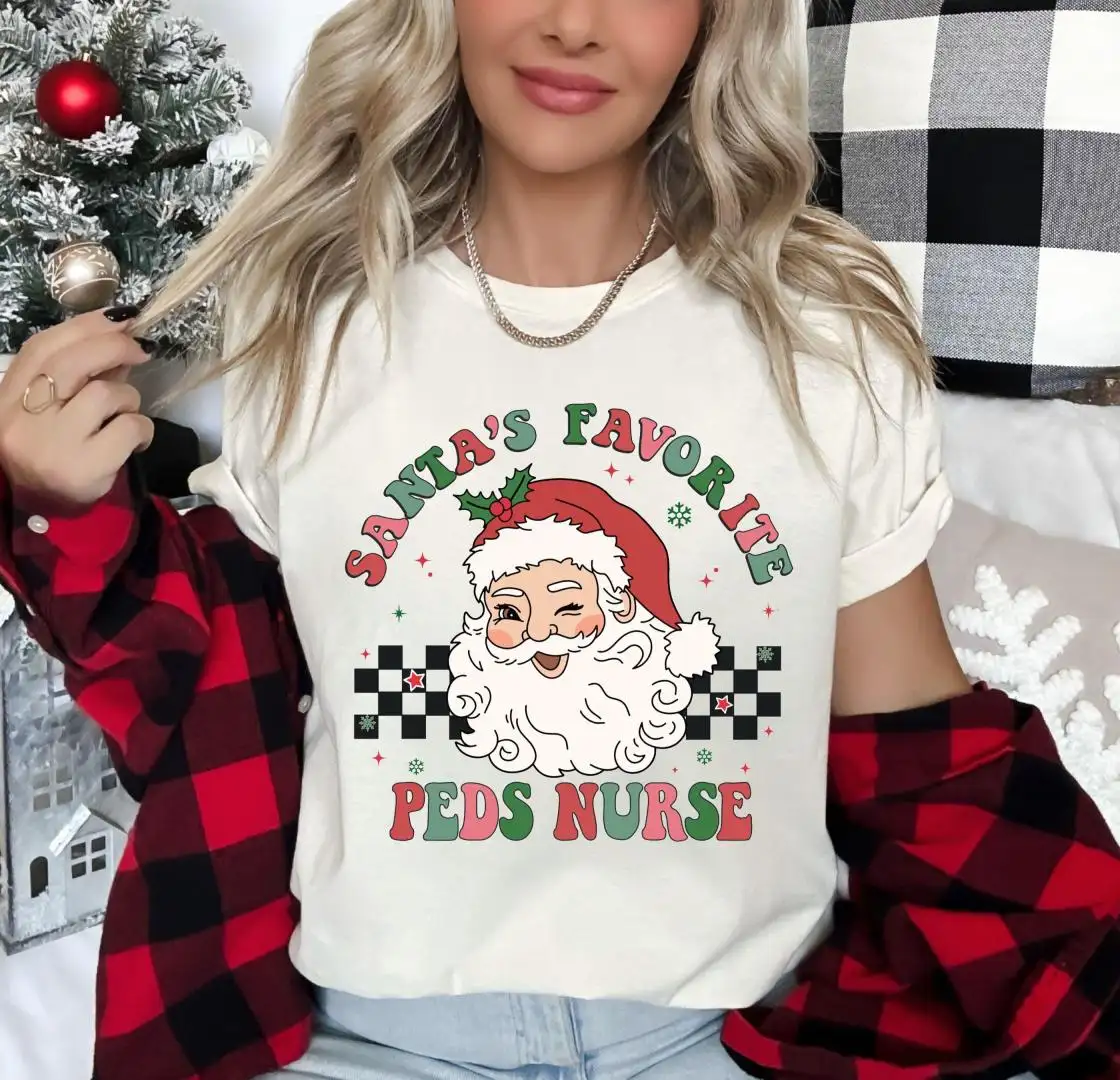 Christmas Peds Nurse T-shirt, Santa's Nurse Tee, Christmas Nursing Hoodie, Pediatric Nurse Sweatshirt, Peds Christmas Party Gift