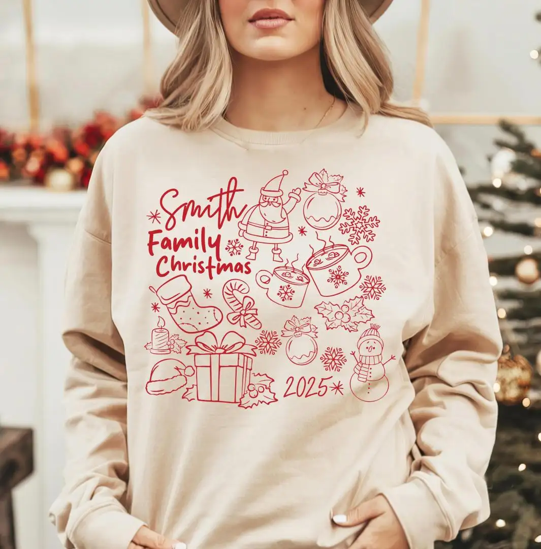 Custom Family Christmas Sweatshirt, Christmas Trip T-shirt, Matching Christmas Family Holiday T-Shirt, Cute Christmas Party 2025 Shirt