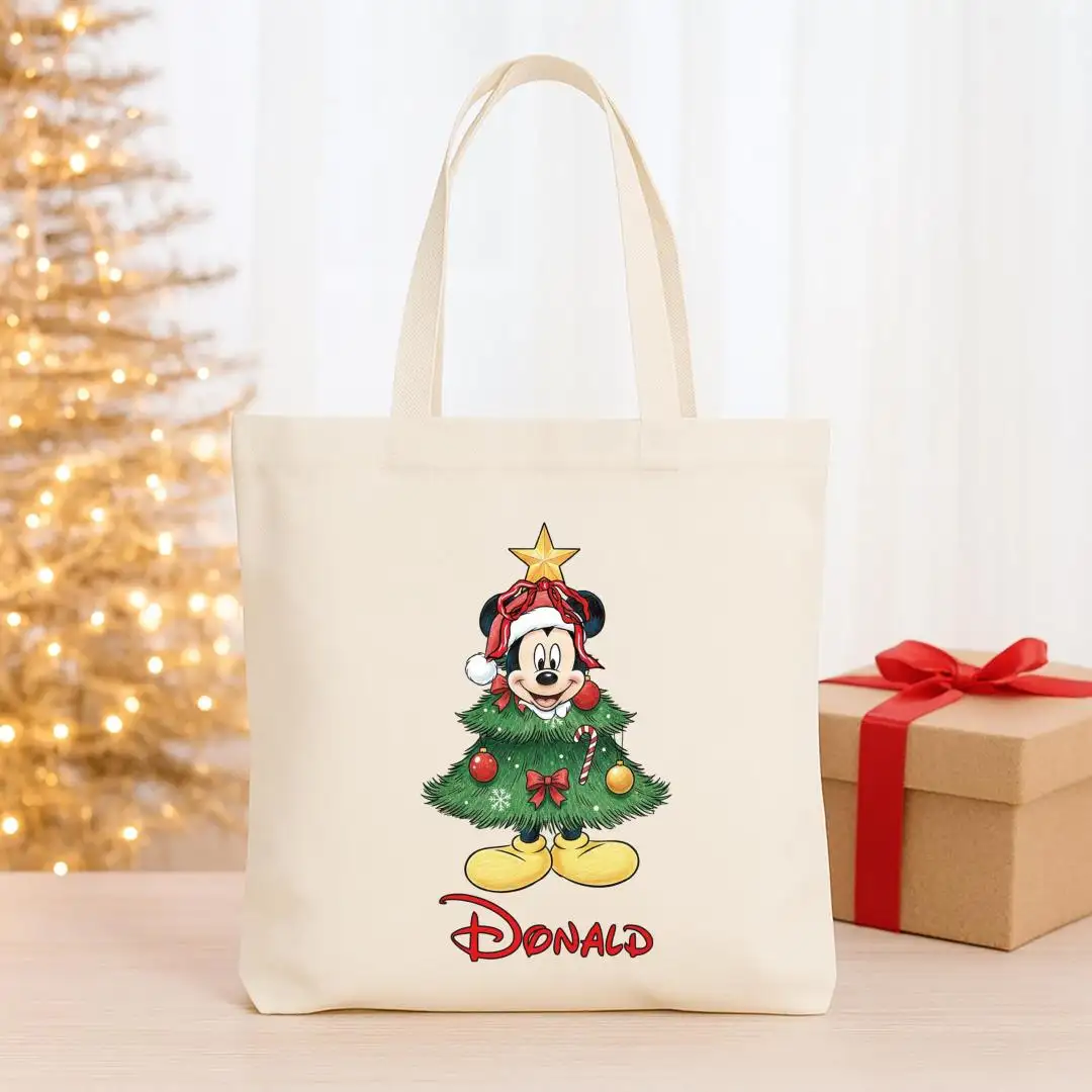 Disney Christmas Tote Bag, Toy Story Kids Gift Totes, Winnie The Pooh Tote Bags, Christmas Kids Trip Tote, Mickey Holiday Totes