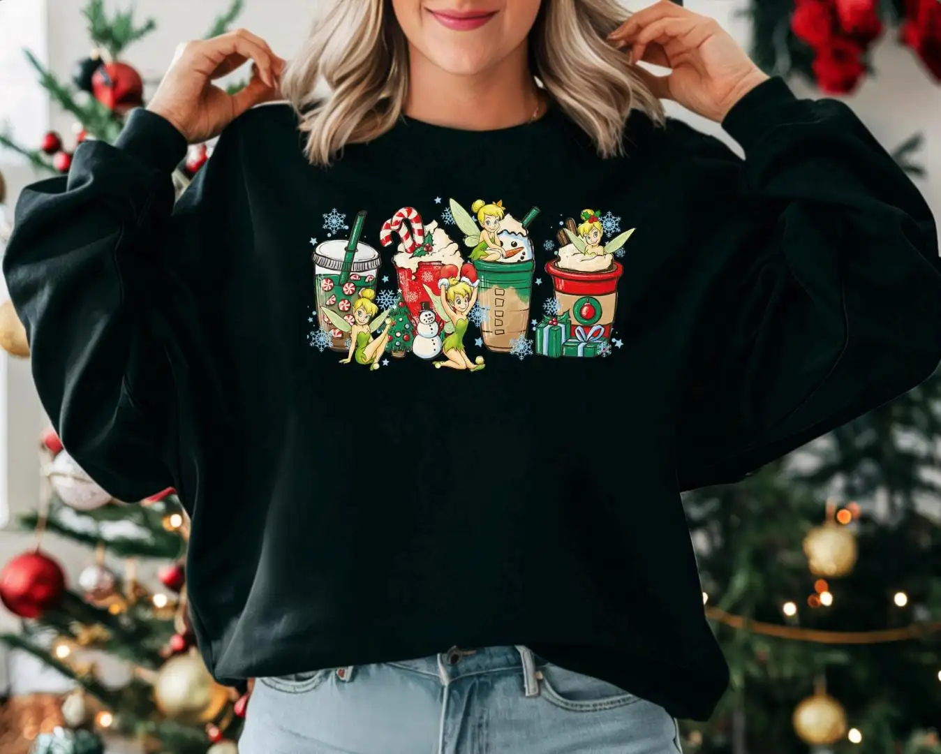 Tinker Bell Christmas Shirt, Disney Christmas Coffee Shirt, Disneyland Xmas Family Tee, Fairy Very Merry Xmas Party Gift, Xmas Girls Sweater