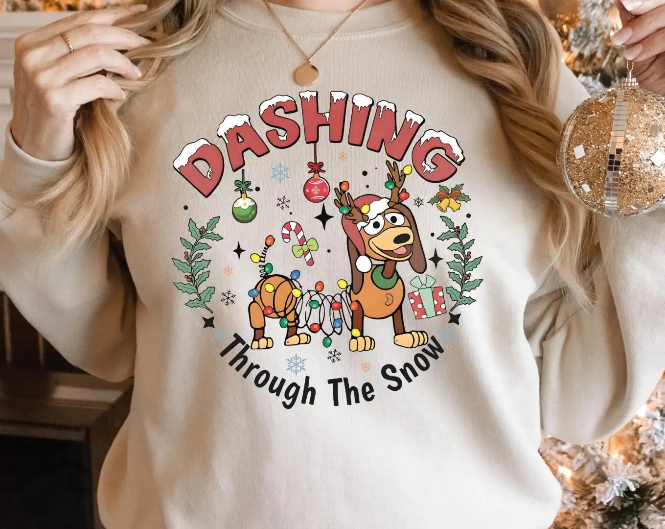 Toy Story Slinky Dog Christmas Shirt, Dashing Through The Snow Shirt, Very Merry Xmas Holiday Sweatshirt, Disney Santa Pixar Christmas Shirt