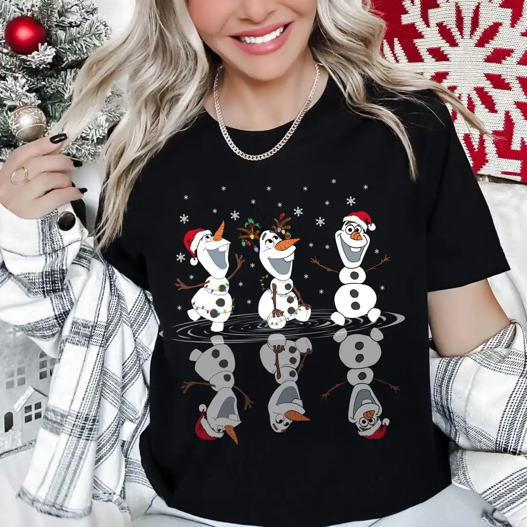 Olaf Christmas Shirt, Olaf Santa Hat Xmas 2025 Gift, Funny Disney Xmas Sweater, Disneyland Olaf Xmas Holiday Tee, Frozen Xmas T-Shirt
