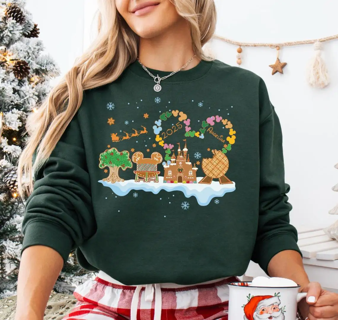 Disney Gingerbread Castle Sweatshirt, Merry Christmas 2025 Shirt, Disneyland Family Vacation Gift, Custom Disney Epcot Cookies Tee