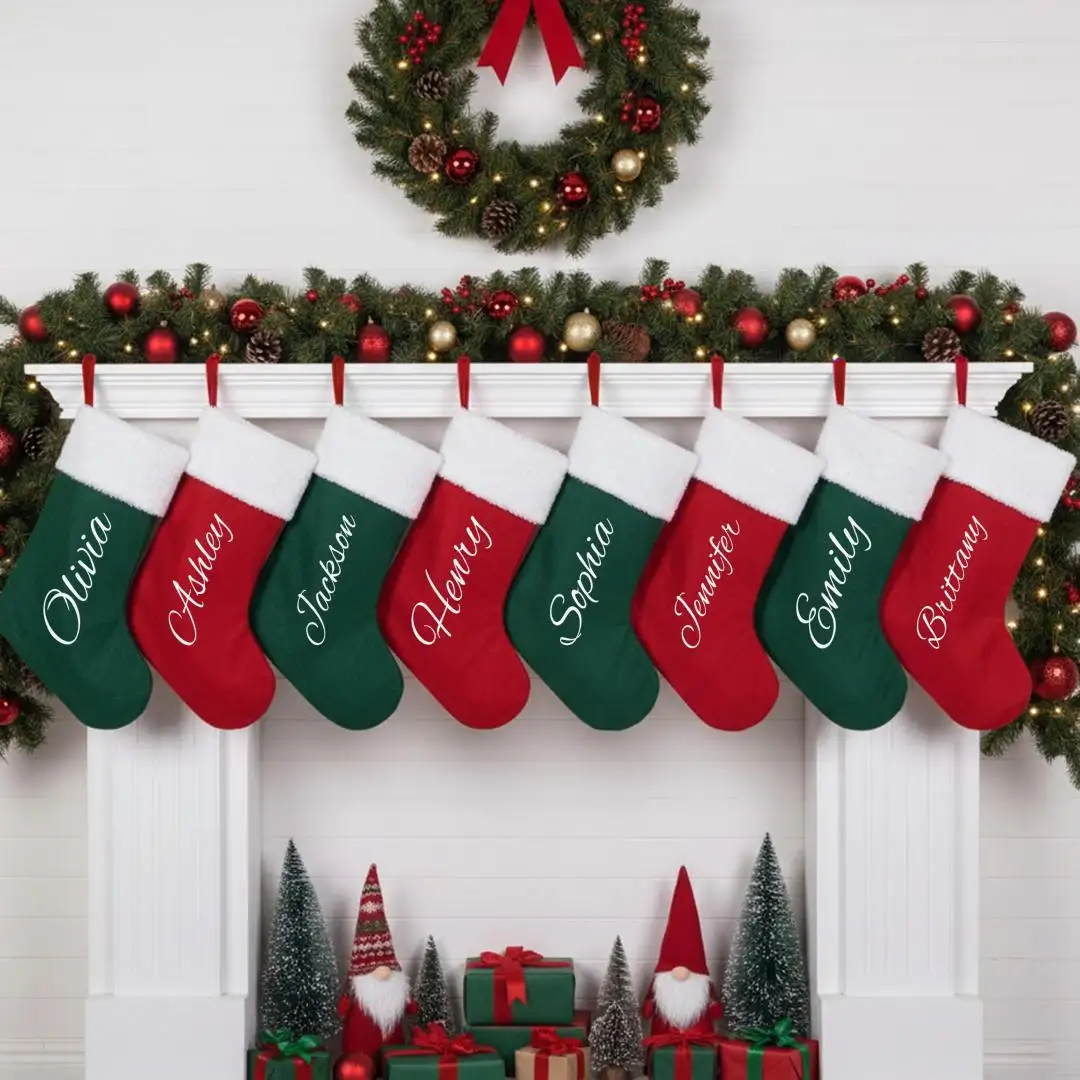 Custom Name Christmas Stocking, Personalized Kids Stockings, Holiday Stockings, Family Christmas Socks, XMAS Home Decoration