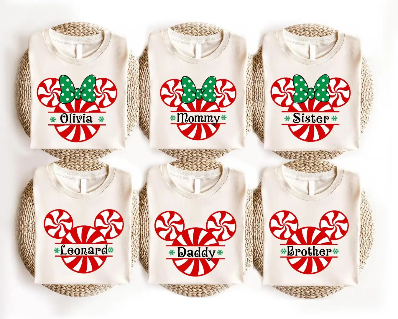 Disney Family Christmas Shirt, Disneyland Holiday Gift, Custom Family Xmas Tees, Candy Cane 2025 Xmas Sweater, Mickey Minnie Xmas T-shirt