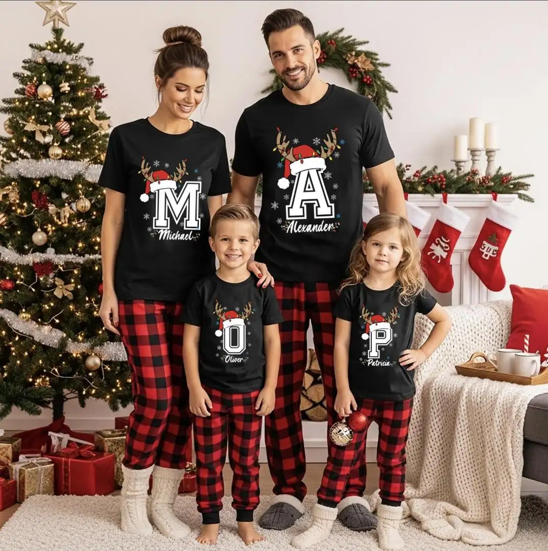 Alphabet Christmas Shirt, Family Xmas Party Tee, Custom Santa Xmas T-Shirt, Merry Christmas 2025 Sweatshirt, Personalized Xmas Holiday Tee