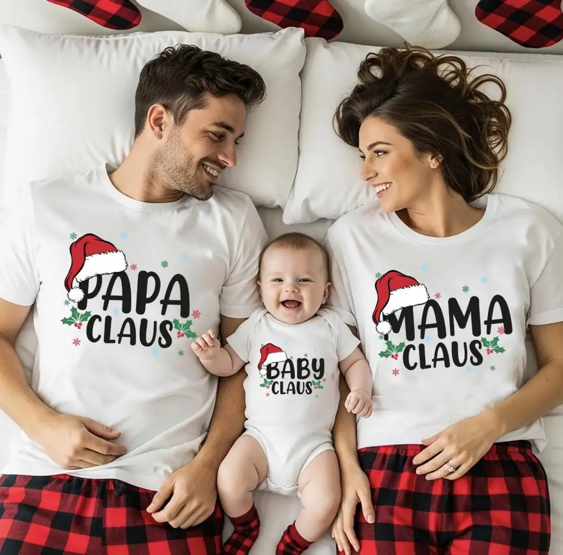 Custom Christmas Family Claus Shirt, Christmas Family Matching Sweater, Family Holiday Shirt, Christmas Mama and Daddy Claus T-Shirt