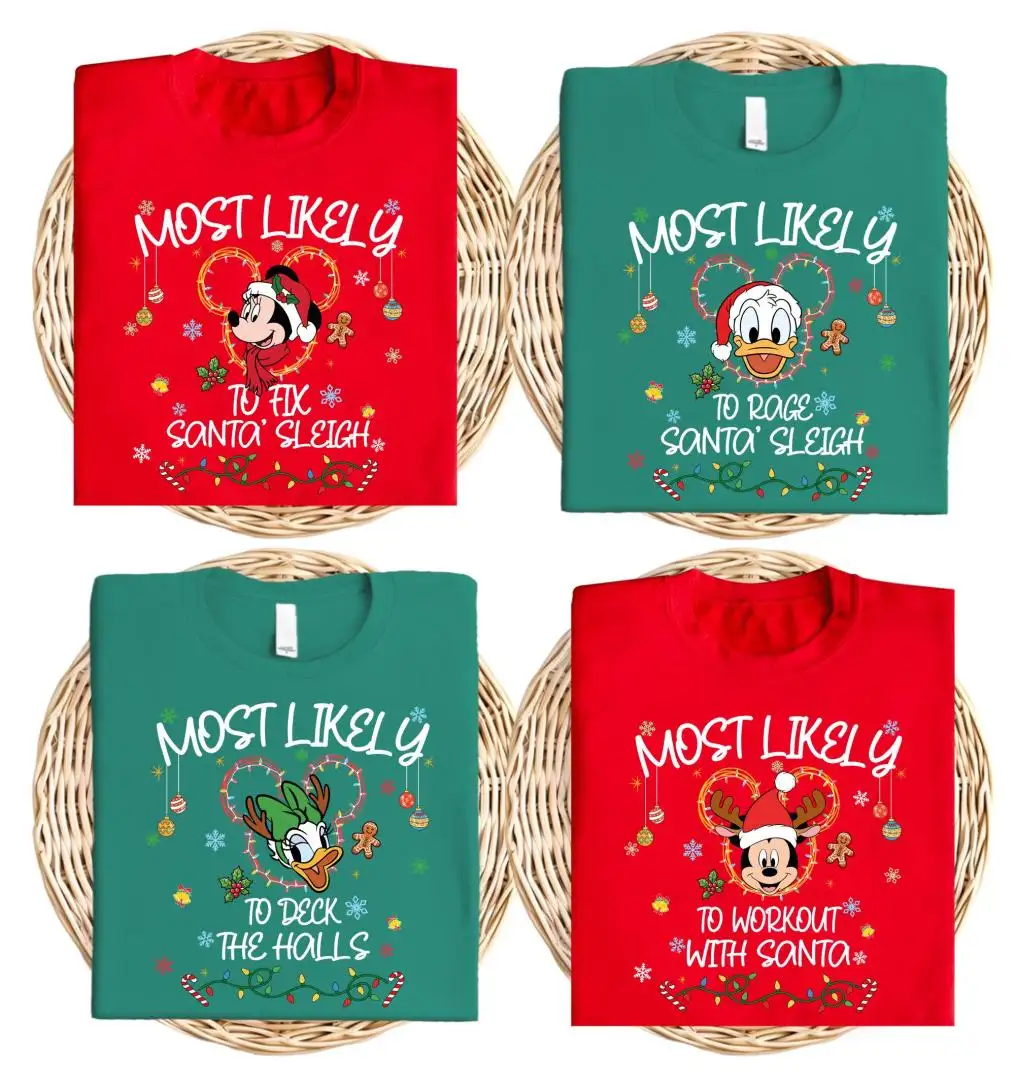 Disney Most Likely to Christmas Shirt, Christmas Trip Sweater, Mickey Friends Family Xmas Holiday T-Shirt, Disneyland Christmas Party Tee