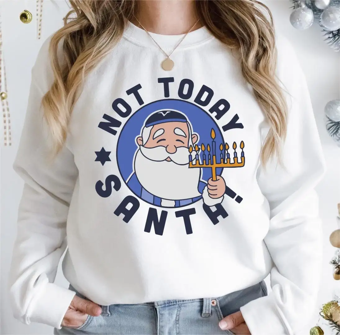 Not Today Santa Shirt, Jewish Religious Santa Shirt, Merry Chrismukkah Tee, Festive Christmas Judaica Gifts Shirt, Happy Chrismukkah T-Shirt
