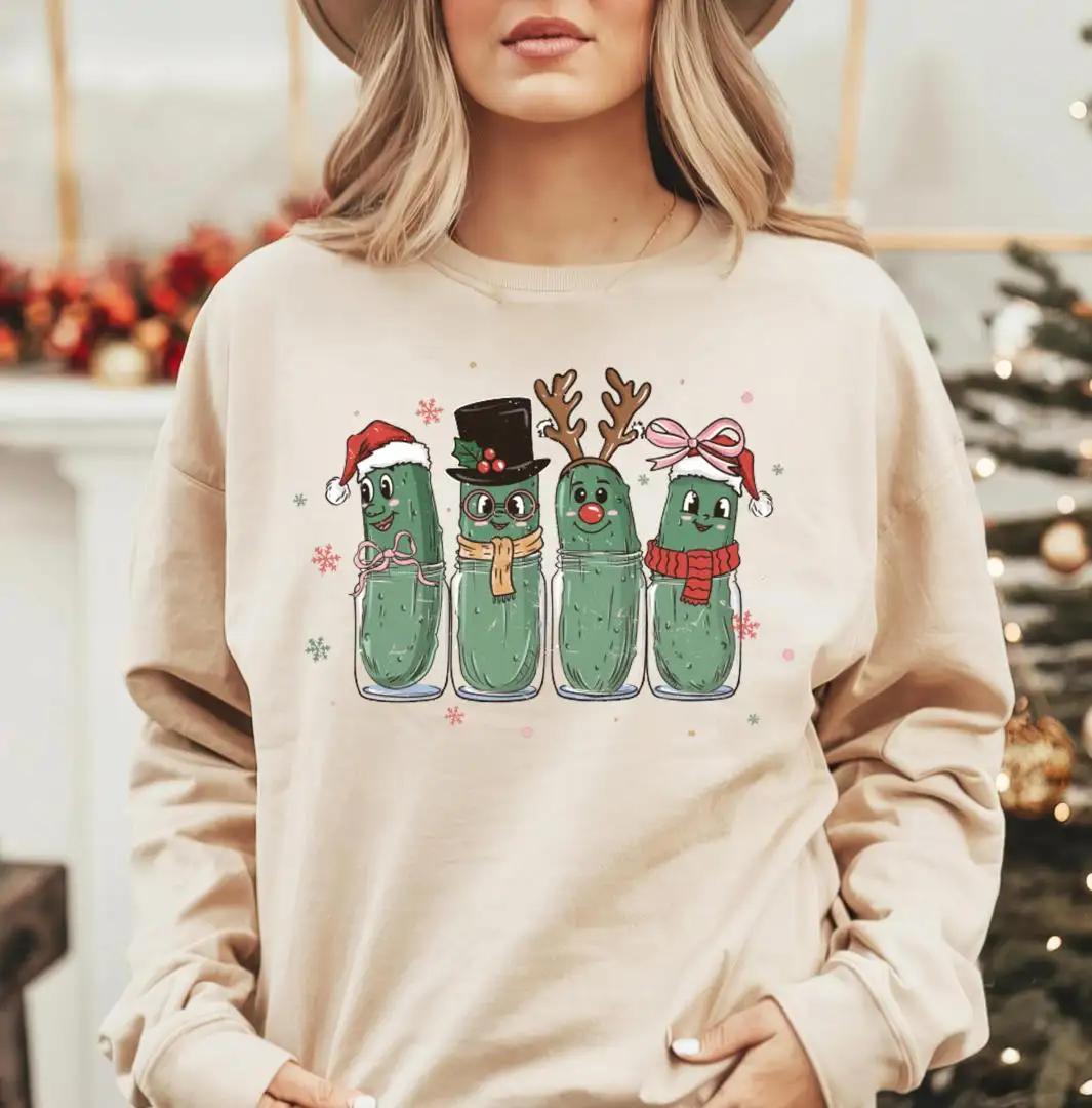 Funny Christmas Pickle Sweatshirt, Reindeer Pickle Xmas Shirt, Pickle Lover Xmas Shirt, Christmas Holiday T-Shirt, Cucumber Christmas Tee