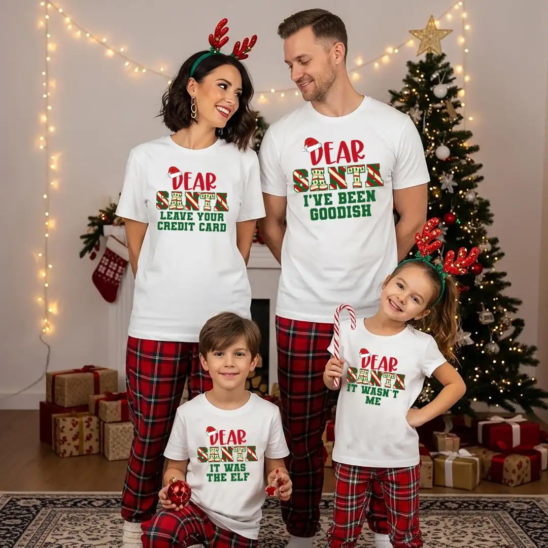 Dear Santa Christmas Shirt, Dear Santa Family Group T-Shirt, Funny Matching Family Holiday 2025 T-Shirt, Santa Quotes Sweatshirt