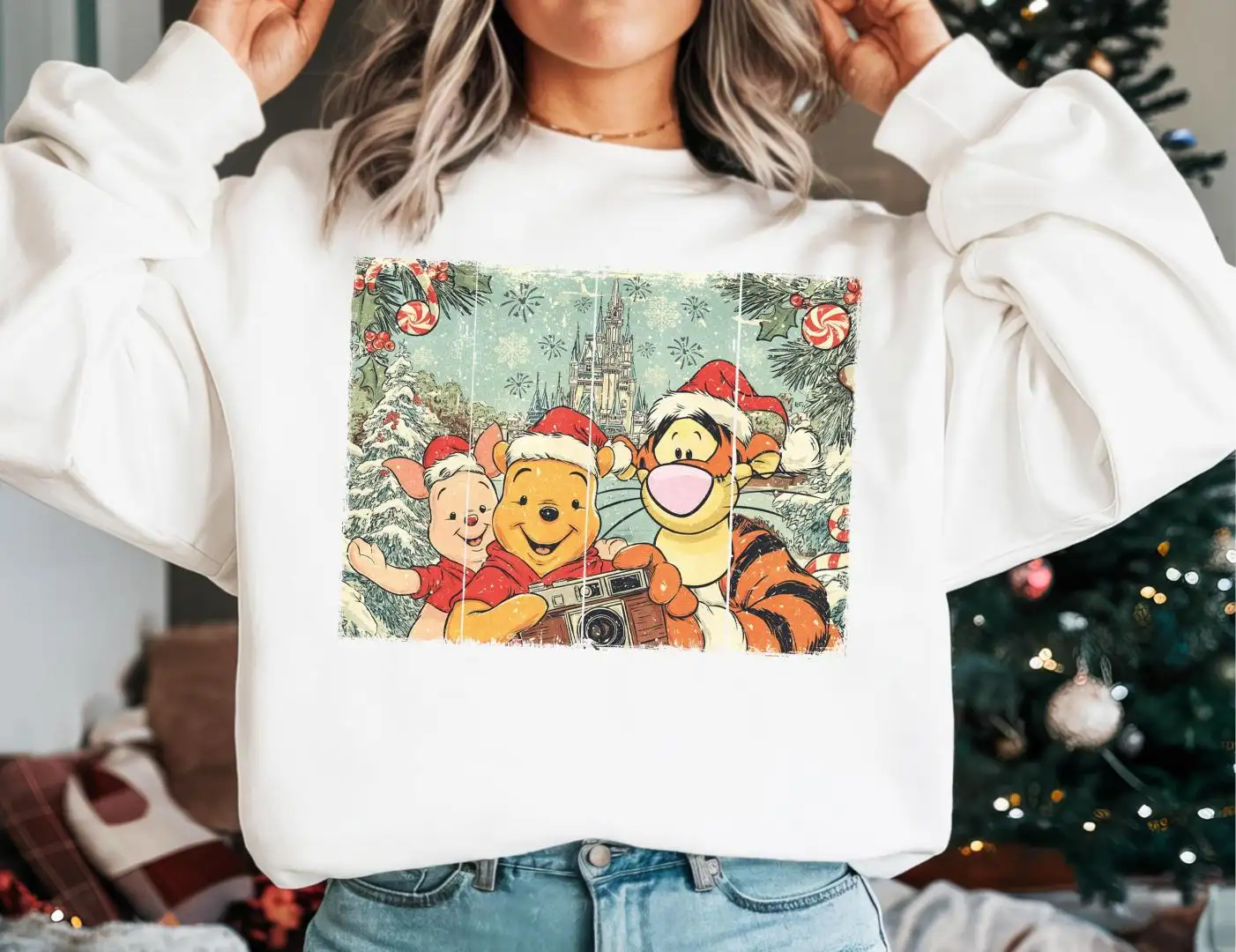 Winnie The Pooh Chrismas Sweatshirt, Disneyland Family Holiday Tee, Tigger Piglet Xmas Tee, WDW Christmas Shirt, Disney Pooh Bear Xmas Shirt