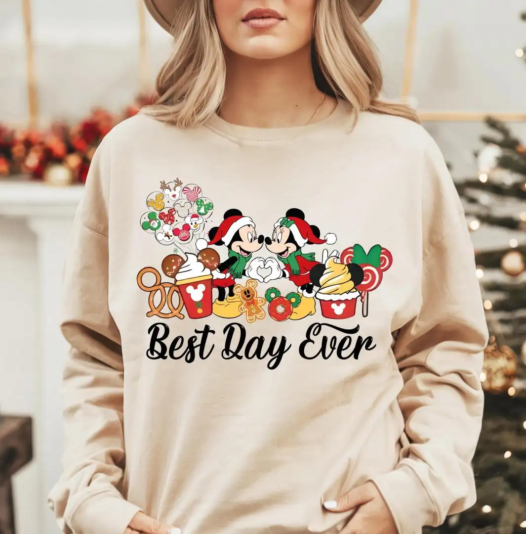 Disney Best Ever Christmas Shirt, Disneyland Holiday Sweatshirt, Mickey Minnie Snacks Xmas T-Shirt, Disneyland Christmas Party Tee