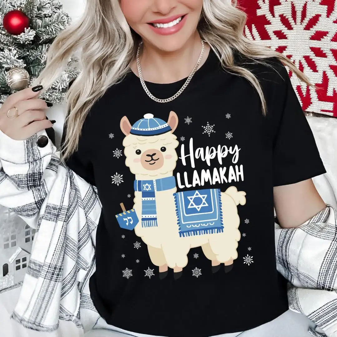 Happy Lamakkah Shirt, Family Llama Gift Tee, Llama & Hanukkah T-Shirt, Menorah Lamakkah Xmas Shirt, Cute Llama Sweater, Judaica Lamakkah Tee