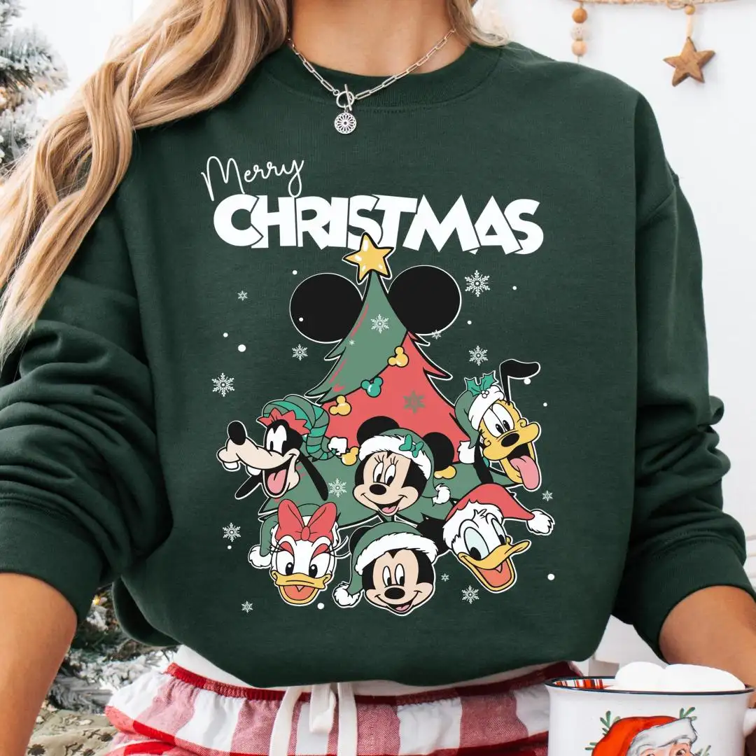 Mickey Friends Merry Christmas Shirt, Disney Family Xmas Tree Sweatshirt, Disneyland Christmas Vacation T-shirt, Very Merry Xmas Holiday Tee