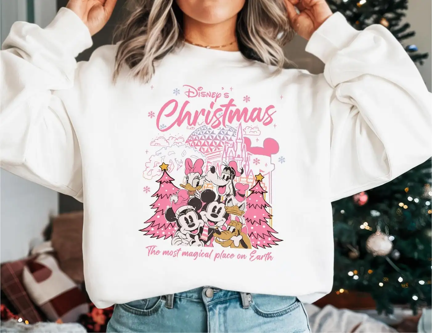 Mickey And Friends Pink Christmas Shirt, Disney Christmas Shirt, Very Merry Xmas Tee, Disney Family Holiday Tee, Disneyland Xmas Tree Shirt