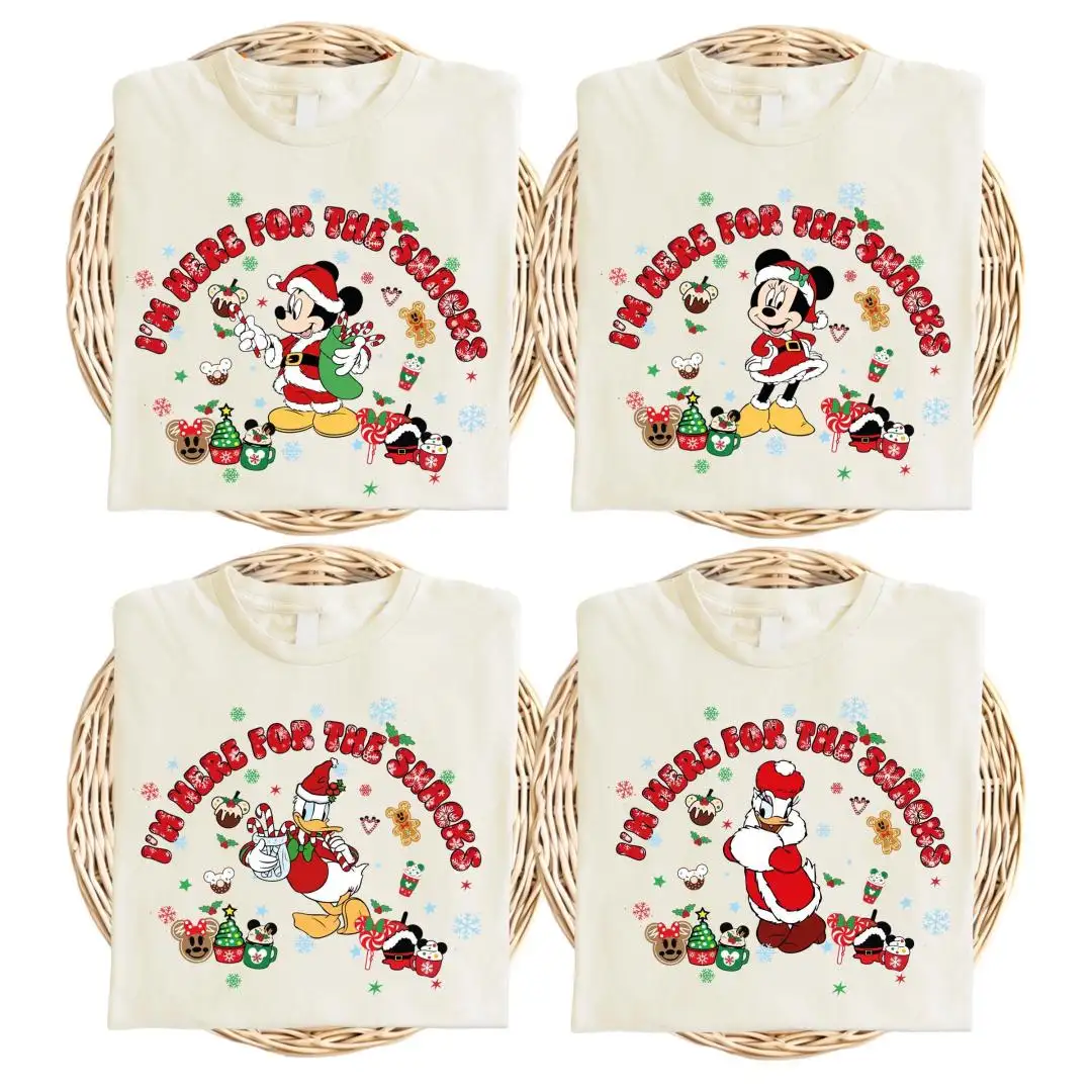 Mickey Friends Christmas Shirt, Disney Xmas Holiday Gift, WDW Xmas Family Trip Tee, Disney I'm Just Here For The Snacks Holiday T-Shirt