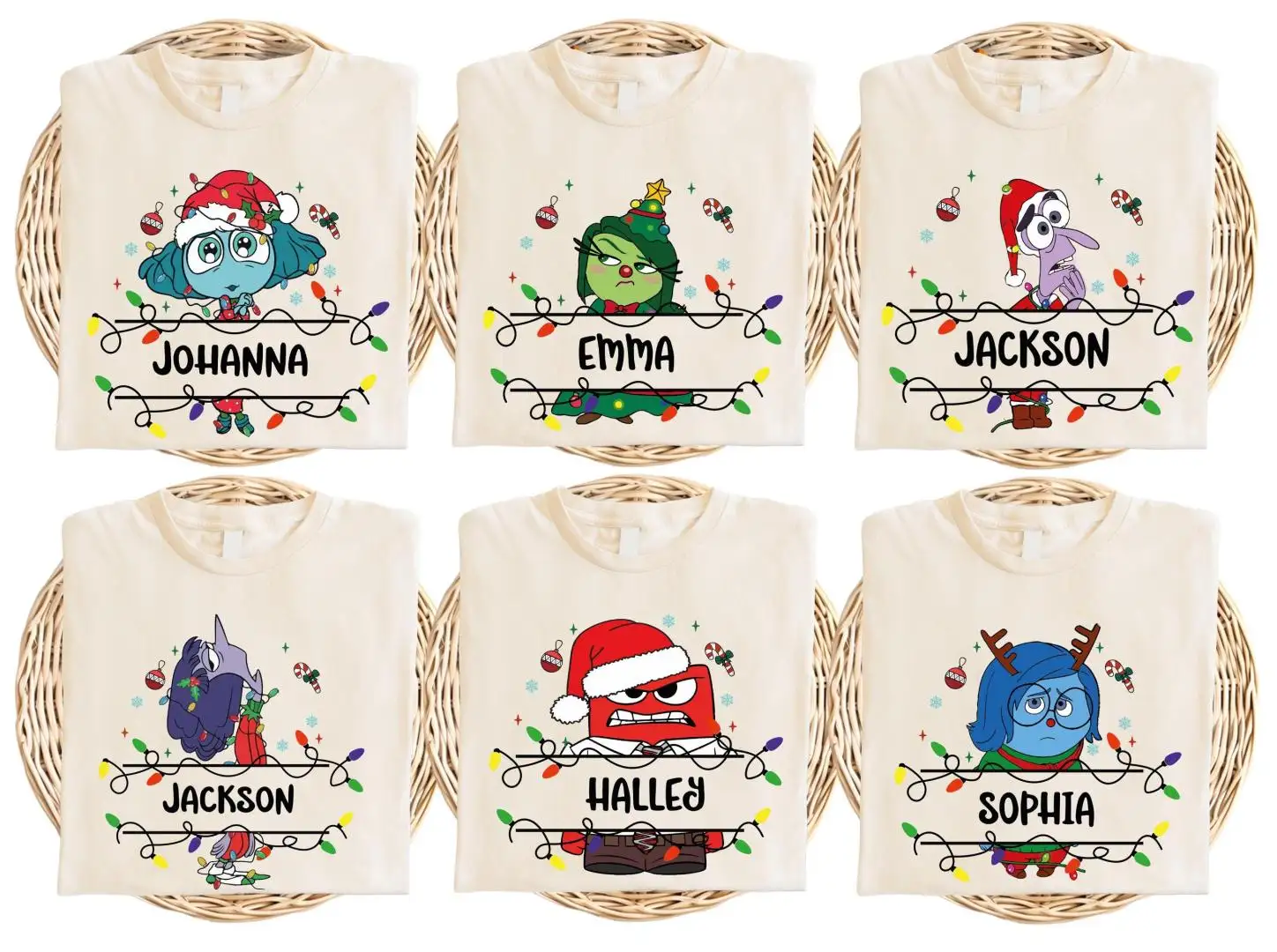 Disney Inside Out Christmas Shirt, Disney Emotions Sweater, Custom Pixar Xmas Lights T-Shirt, Sadness Anger Anxiety Tee, Disney Holiday Tee