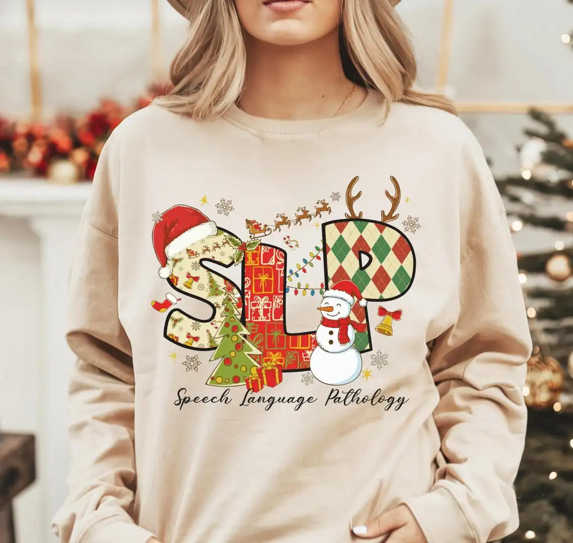 SLP Christmas Squad Sweatshirt, SLP Xmas Shirt, SLP Holiday T-Shirt, Speech Therapy Shirt, Merry Speechmas Shirt, Speech Therapist Xmas Tee