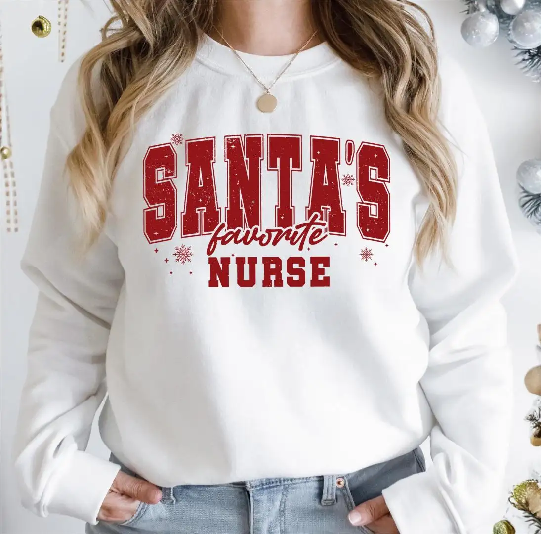 Santa's Favorite Nurse Shirt, Christmas Nursing Sweater, Nurse Life Xmas Shirt, Student Nurse Gifts Tee, Very Merry Xmas Holiday Nurse Tees