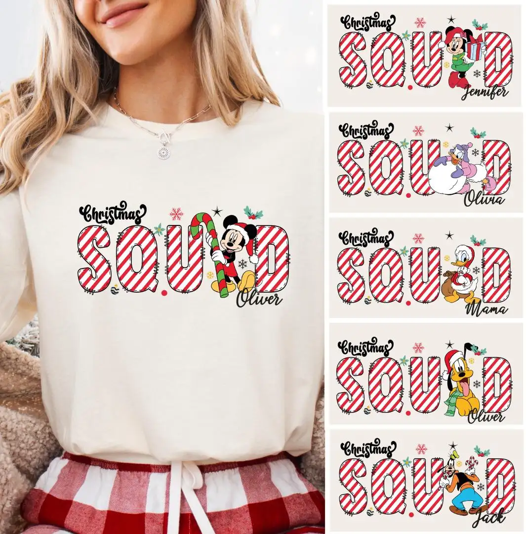 Mickey Christmas Squad Shirt, Minnie Family Christmas Matching Tee, Custom Disney Holiday Sweatshirt, Disneyland XMAS Group Hoodie
