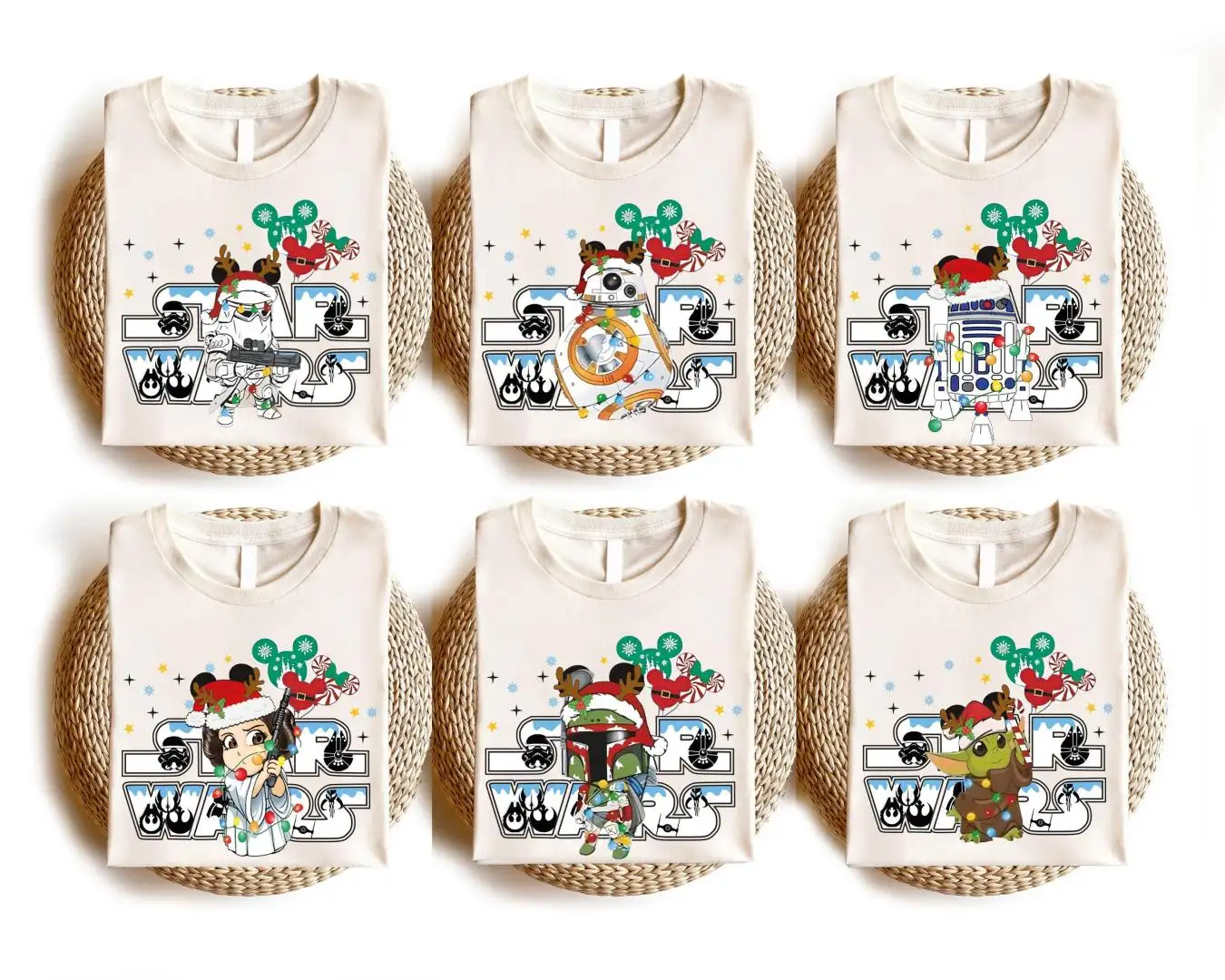 Disney Star Wars Christmas Shirt, Family Xmas Matching Vacation Shirt, Disneyland Holiday Sweatshirt, Darth Vader Chewbacca Leila Xmas Tee