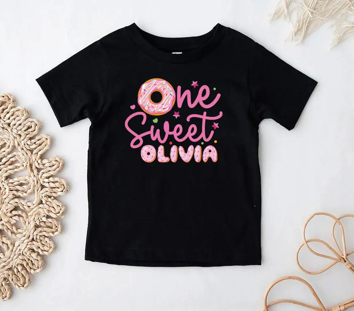 Custom Donut Birthday Girl Shirt for First Birthday Party