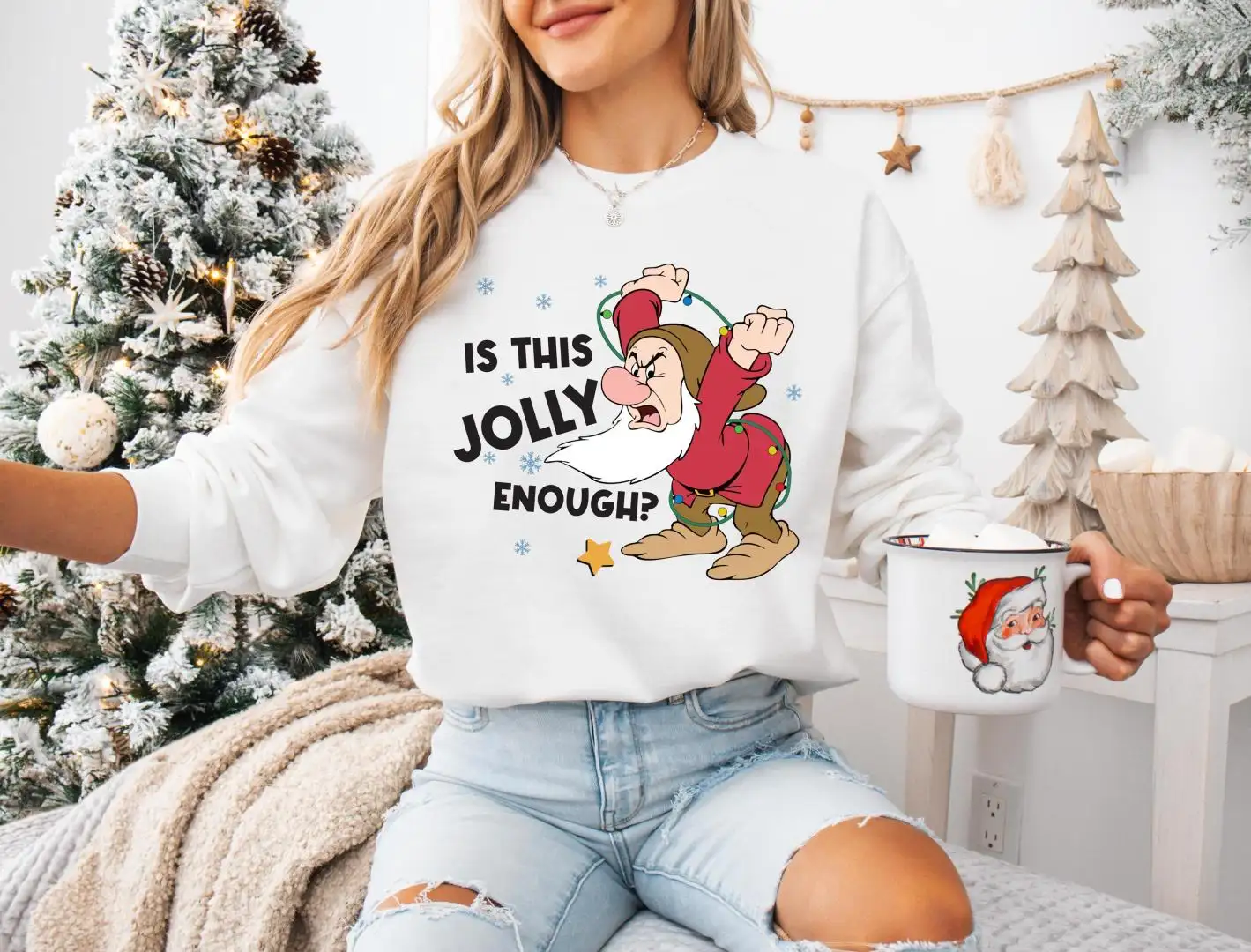 Disney Grumpy Dwarf Christmas Shirts, Is This Jolly Enough Tee, Disneyland Holiday Hoodie, Snow White Funny Xmas Sweatshirt