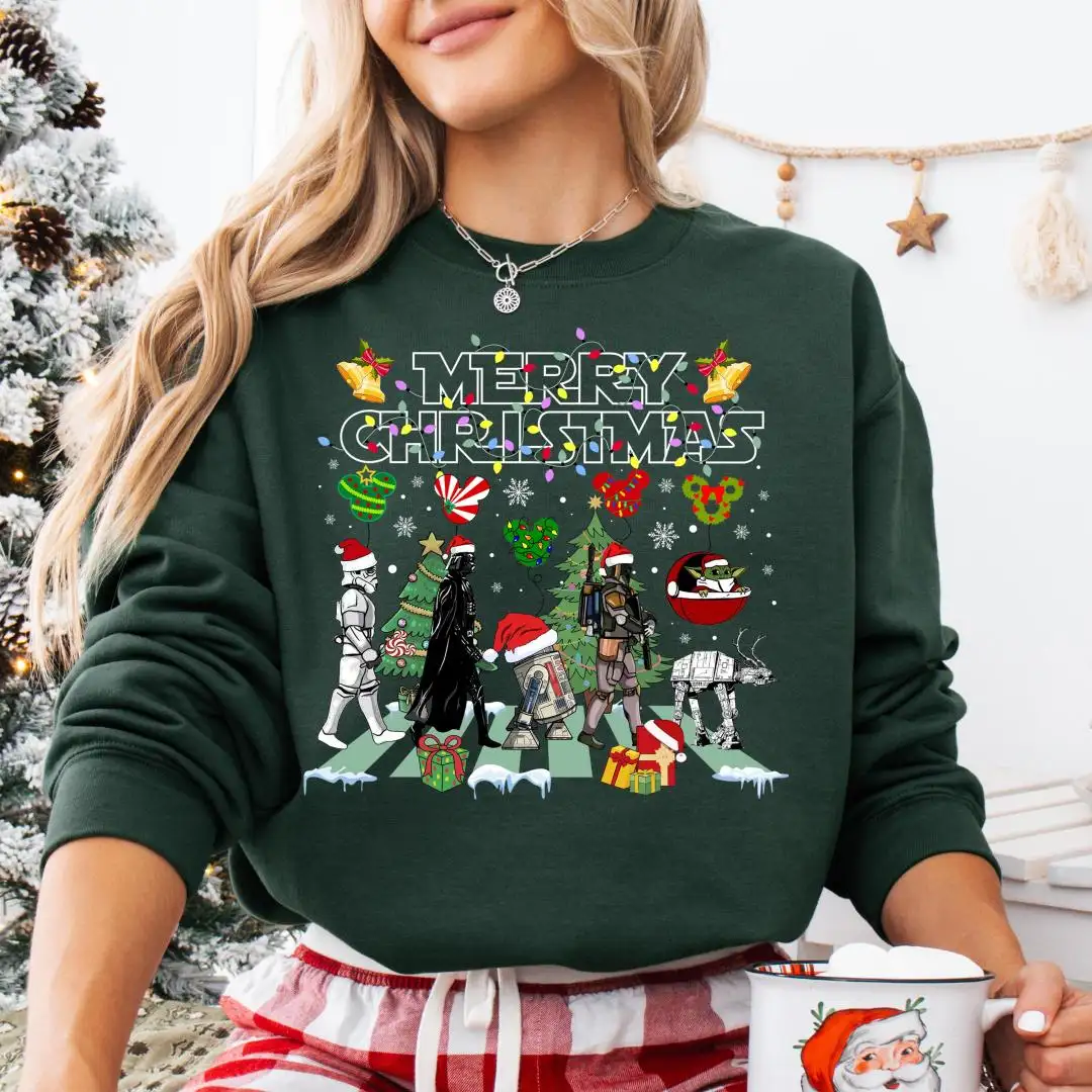 Star Wars Christmas Sweatshirt, Disney Christmas Sweatshirt, Darth Vader Baby Yoda Storm Trooper Xmas Shirt, Disney Very Merry Holiday Tee