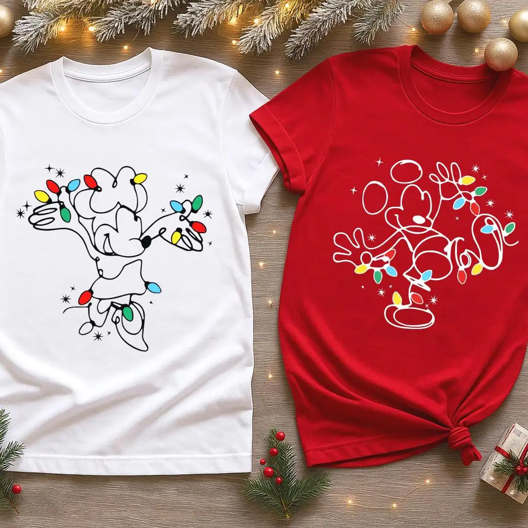 Mickey Christmas Lights Shirt, Disney Holiday XMAS Tee, Christmas Group Gift, Disneyland Family Christmas Sweatshirt, Christmas Trip Sweater