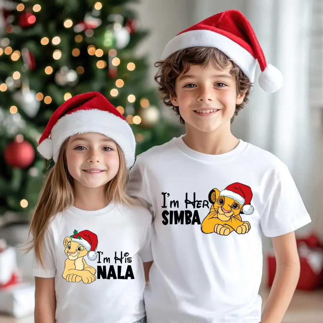 I'm His Nala I am Her Simba Christmas Shirt, Nala Xmas Tees, Lion King Couple Christmas T-shirt, Disney Xmas 2025 Sweater, Simba Xmas Gift