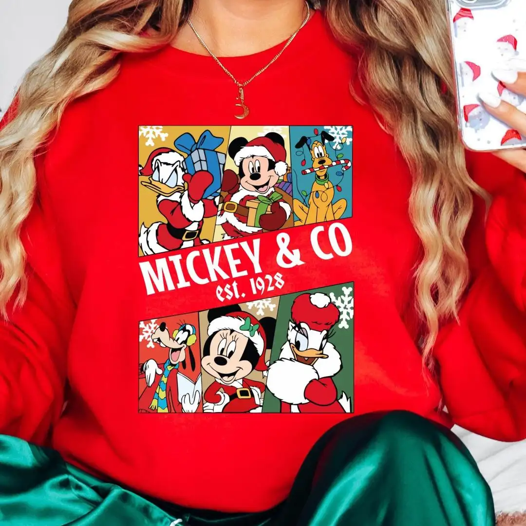 Mickey & Co Est 1928 Christmas Shirt, Mickey's Very Merry Xmas Matching Tee, Disneyland Family Xmas Party, Disney Xmas Sweatshirt