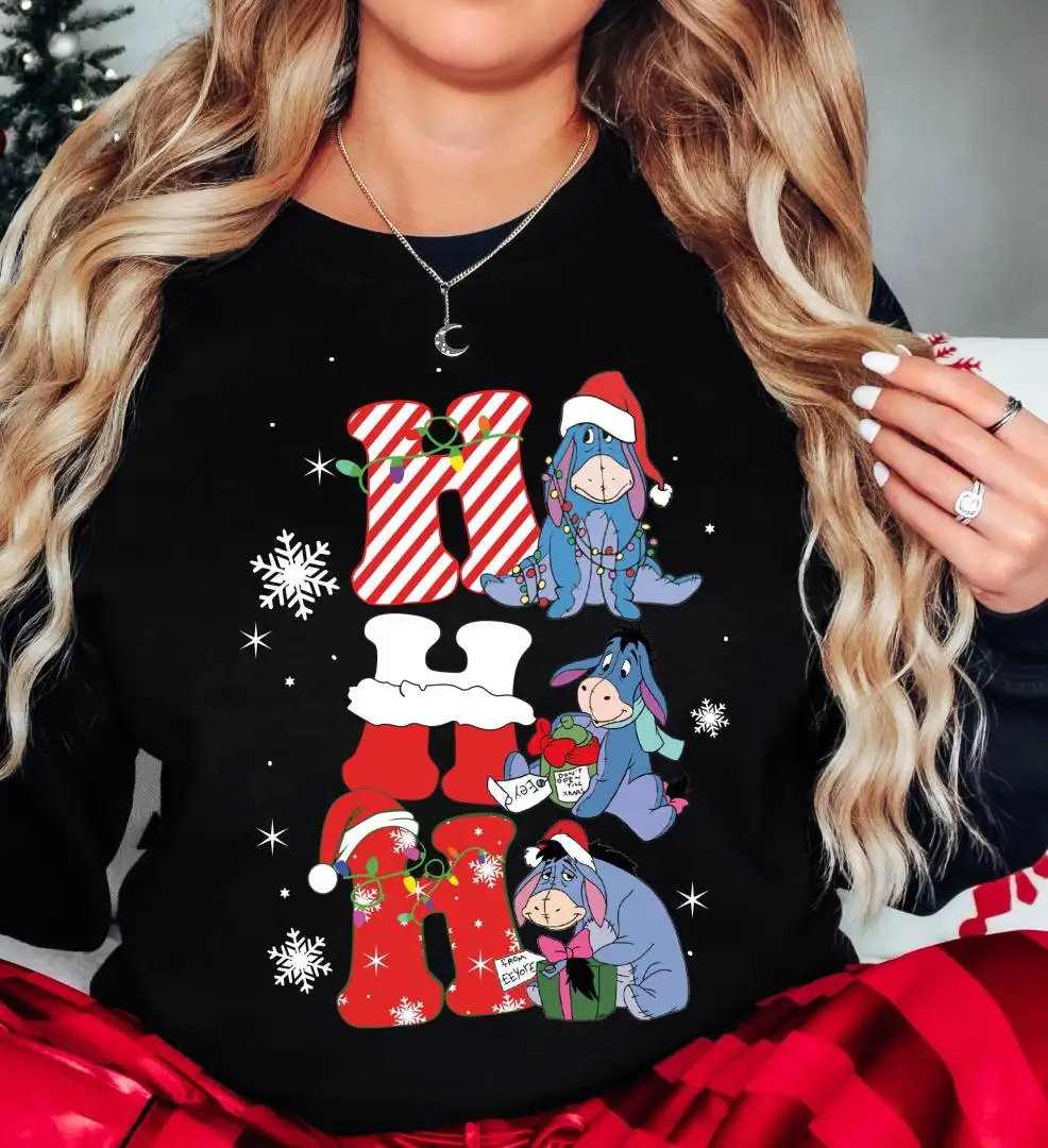 Disney Eeyore Christmas Shirt, Santa Eeyore Xmas T-Shirt, Ho Ho Ho Eeyore Christmas Tee, Pooh Friends Xmas Tee, Disneyland Xmas Trip Tee